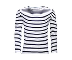 SOLS Mens Marine Long Sleeve Stripe T-Shirt (Weiß/Marine) M