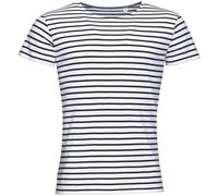 SOLS Mens Miles Striped Short Sleeve T-Shirt (Weiß/Navy) L