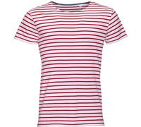 SOLS Mens Miles Striped Short Sleeve T-Shirt (Weiß/Rot) XL