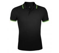 SOLS Mens Pasadena Tipped Short Sleeve Pique Polo Shirt (Schwarz/Limette) 2XL
