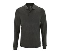 SOLS Mens Perfect Langarm-Pique-Poloshirt (Charcoal Marl) XL