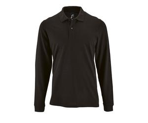 SOLS Mens Perfect Langarm-Pique-Poloshirt (Schwarz) L