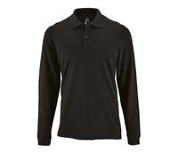 SOLS Mens Perfect Langarm-Pique-Poloshirt (Schwarz) S