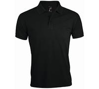 SOLs Mens Prime Pique Plain Short Sleeve Polo Shirt (Schwarz) S