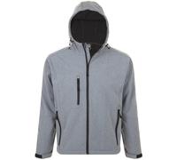 SOLS Mens Replay Hooded Soft Shell Jacket (atmungsaktiv, winddicht und wasserabweisend) (Grey Marl) 2XL
