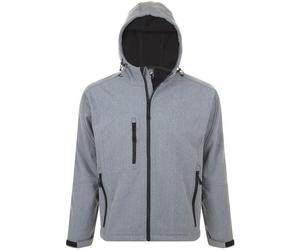 SOLS Mens Replay Hooded Soft Shell Jacket (atmungsaktiv, winddicht und wasserabweisend) (Grey Marl) L