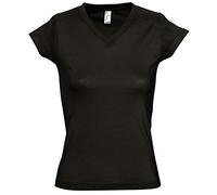 SOLs Womens/Ladies Moon V Neck Short Sleeve T-Shirt (Deep Black) M
