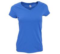Sols Moon Damen T-Shirt, Kurzarm, V-Ausschnitt (XL) (Königsblau)