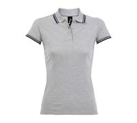 SOLS - "Pasadena" Poloshirt für Damen (Grau meliert/Marineblau) S
