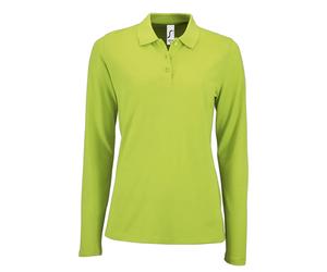 SOLS - "Perfect" Poloshirt für Damen Langärmlig (Apfelgrün) S