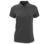 Sols Prime Damen Pique Polo-Shirt, Kurzarm (L) (Dunkelgrau)