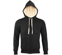 SOLS Sherpa Unisex Sweatshirt mit Kapuze und Reißverschluss (Schwarz) 2XL