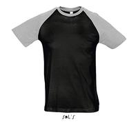 Sol's Herren Raglan-T-Shirt L140 Funky – 2-farbig schwarz/grau melange – Kurzarm L
