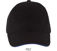SOLS Unisex 5-Panel Sandwich Kappe Klassische Cap 00594 black/royal blue one size