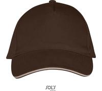 SOLS Unisex 5-Panel Sandwich Kappe Klassische Cap 00594 chocolate/beige one size