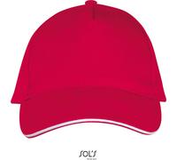 SOLS Unisex 5-Panel Sandwich Kappe Klassische Cap 00594 red/white one size