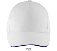 SOLS Unisex 5-Panel Sandwich Kappe Klassische Cap 00594 white/navy one size