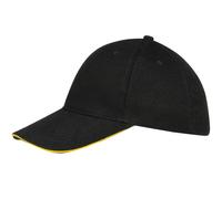 SOLS Unisex Büffel 6 Panel Baseballmütze (schwarz/gelb) Einheitsgröße
