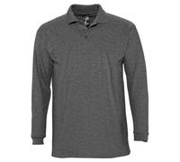 SOLS - "Winter II" Poloshirt für Herren Langärmlig (Dunkelgraue Melange) L