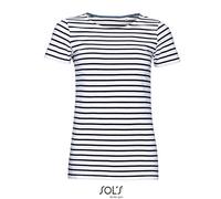 SOLS - Women´s Round Neck Striped T-Shirt Miles White - Gr. - M
