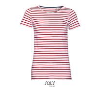 SOLS - Women´s Round Neck Striped T-Shirt Miles White - Gr. - XXL