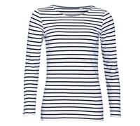 SOLS Womens/Ladies Marine Long Sleeve Stripe T-Shirt (Weiß/Marine) XL