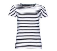 SOLS Womens/Ladies Miles Striped Short Sleeve T-Shirt (Weiß/Navy) S