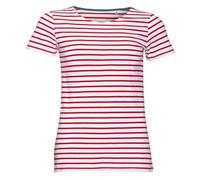 SOLS Womens/Ladies Miles Striped Short Sleeve T-Shirt (Weiß/Rot) XS