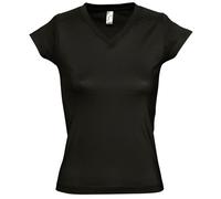 SOLs Womens/Ladies Moon V Neck Short Sleeve T-Shirt (Deep Black) L