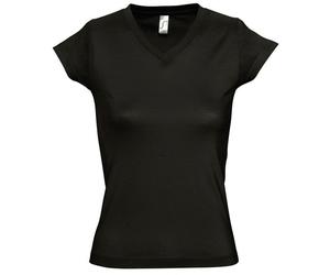 SOLs Womens/Ladies Moon V Neck Short Sleeve T-Shirt (Deep Black) L