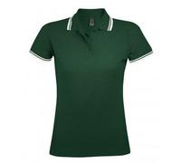 SOLS Womens/Ladies Pasadena Tipped Short Sleeve Pique Polo Shirt (Wald/Weiß) L