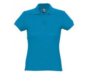 SOLS Womens/Ladies Passion Pique Short Sleeve Polo Shirt (Aqua) XL