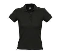 SOLS Womens/Ladies People Pique Kurzarm-Poloshirt aus Baumwolle (Schwarz) L