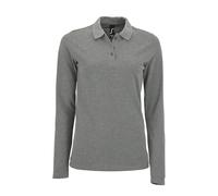 SOLS Womens/Ladies Perfect Langarm-Piqué-Poloshirt (Grau meliert) M