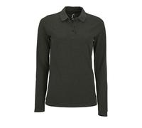 SOLS Womens/Ladies Perfect Long Sleeve Pique Polo Shirt (Charcoal Marl) 2XL