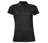 SOLS Womens/Ladies Performer Kurzarm-Piqué-Poloshirt (Schwarz) S