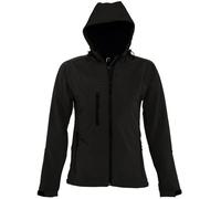SOLS Womens/Ladies Replay Hooded Soft Shell Jacket (atmungsaktiv, winddicht und wasserabweisend) (Schwarz) S