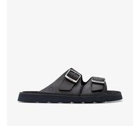 Clarks Herren Solsbury Strap Schiebe-Sandalen, Black Leather, 44 EU
