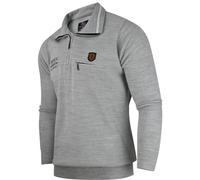 Soltice Herren Langarm Sweatshirt mit Brusttasche, Gestreifter Strickpullover, Meliert, Winter Poloshirt mit Bund (XL), [MW6] Grau