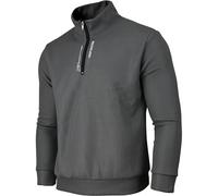 Soltice Herren Langarm Sweatshirt mit Brusttasche, Gestreifter Strickpullover, Meliert, Winter Poloshirt mit Bund (XL), [MW1] Dunkelgrau