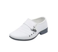 SoLu DAY8 Lederschuhe Jungen Festlich Fasching Party Schuhe Kinder Jungen Modische Elegant Formelle Karneval rutschfeste Bequem Hochzeit Verkleidung Performance Kleidschuhe (Weiß, 24 EU)