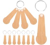 SOLUSTRE 12 Stück Bambus Einkaufswagenlöser Schlüsselanhänger mit Kreativem Design Nachhaltig und Einfach zu Tragen für Täglichen Einkaufstrolley Gebrauch