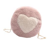 SOLUSTRE 1stück Modische Damen Kette Umhängetasche Plüsch Herz Muster Crossbody Schultertasche Leicht Kompakt für Alltag Shopping Party