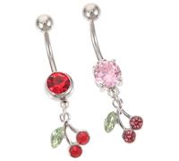 SOLUSTRE 2 Stück Kirsch Bauchnabelpiercing aus Edelstahl Baumelnde Kleine Bauchnabelringe Leichter Bauchnabelschmuck für Damen und Mädchen