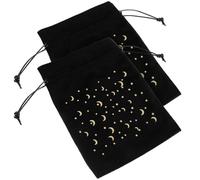 SOLUSTRE 2 Stück pack Schmuckbeutel aus Schwarzem Samt mit Kordelzug Dekorativer Aufbewahrungsbeutel für Tarotkarten Schützender Kleiner Beutel für Karten und Schmuck