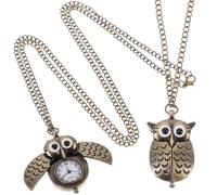 SOLUSTRE 2 Stück Retro Eulen Taschenuhr aus Legierung mit Flip Deckel Modische Vintage Quarzuhr für Herren Dekoratives Geschenk und Alltagsschmuck