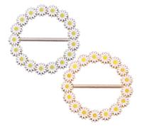 SOLUSTRE 2 Stück Runde Schalschnalle aus Metall mit Gänseblümchen Design Glatte Kleidungseckenschnalle für Seidenschal Modischer Schalclip für Alltag und Festlichkeiten