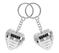 SOLUSTRE 2stücke Herzförmiger Discokugel Schlüsselanhänger Reflektierende Mini-spiegelkugel Trendige Party-deko Für Halloween Weihnachten Leichte Tragbare Partygeschenke