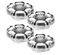 SOLUSTRE 4 Stück Legierung Vintage Blumen Manschettenknöpfe für Hemden | Silber, Dekorative Kasten Inklusive, für Hochzeiten und Berufskleidung, Schnell Zugänglich, Kompakt Verstaut