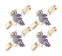 SOLUSTRE 4 Stück-pack Metall Cardigan Clip Eulenmuster mit Kristallverzierung Pullover und Schalverschluss für Damen Retro Kleiderverschlussclip für Herbst und Winter